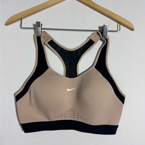 Nike Beige and Black High-Impact Racerback Sports Bra